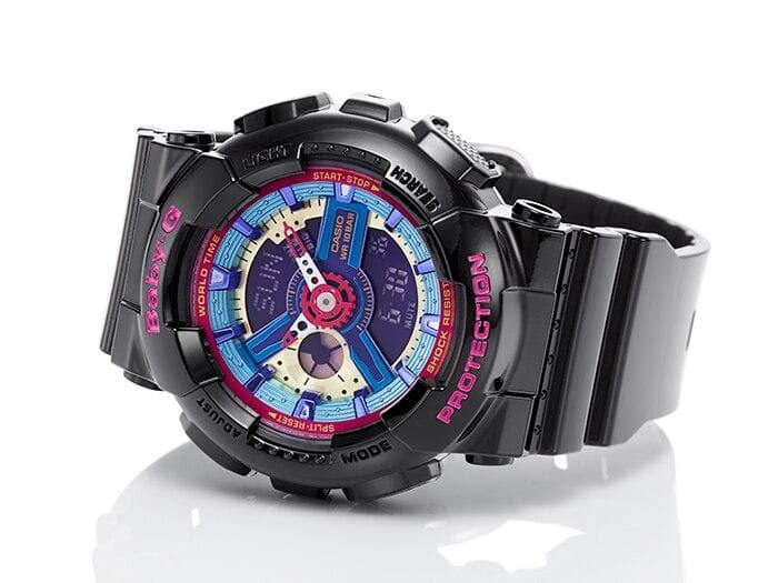 Casio Baby-G BA110 Series Anadigi Neon Color Black x Multicolor Dial Watch BA112-1ADR - Diligence1International