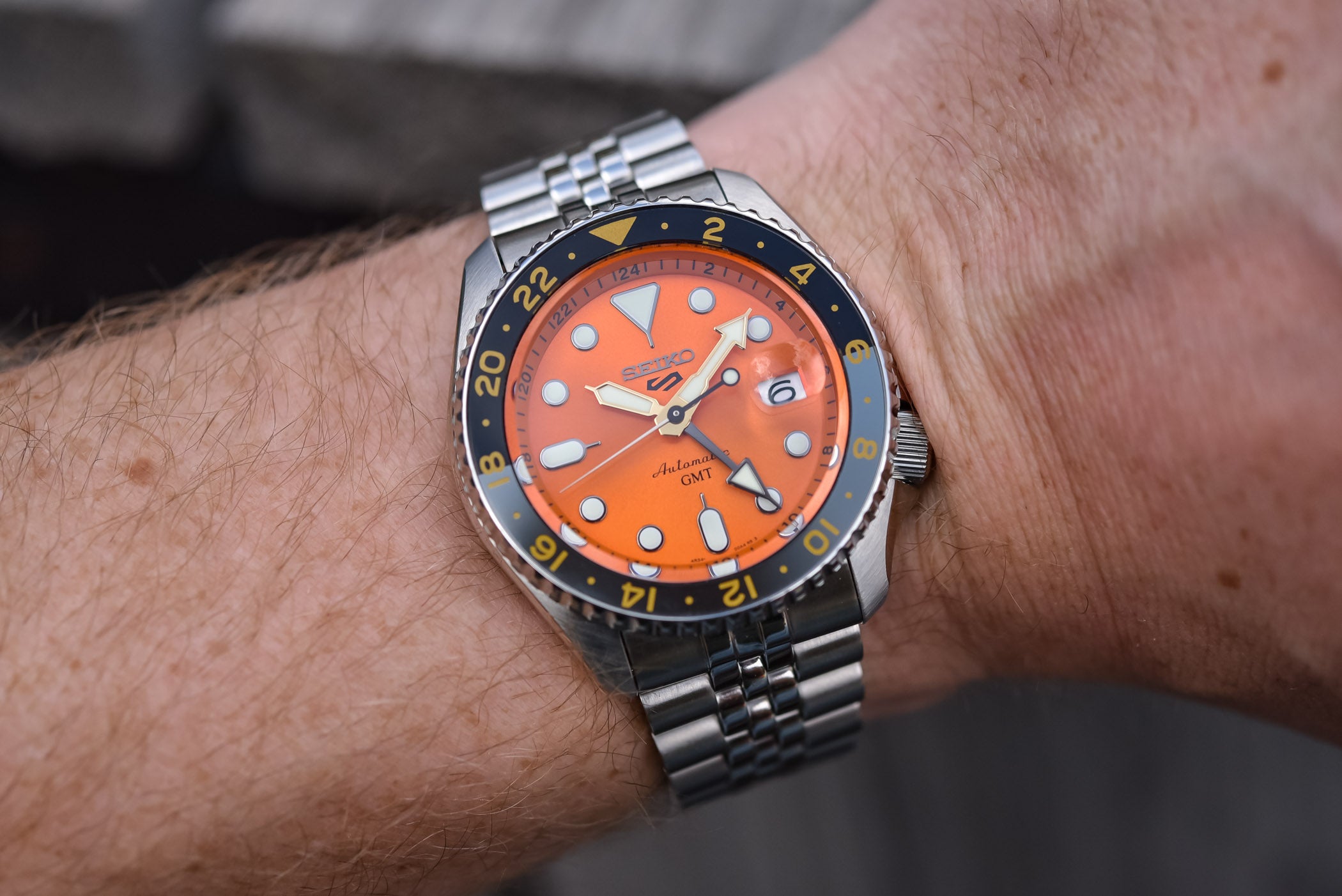 Seiko 100M GMT Style Orange Dial Automatic Watch SSK005K1