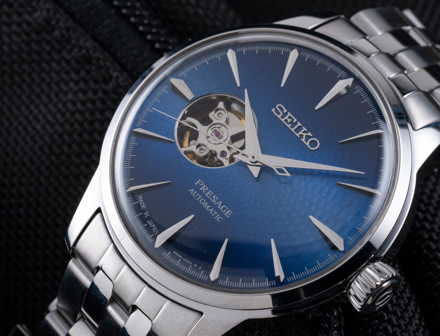 Seiko Presage Cocktail Time Blue Acapulco Open Heart Men's Watch SSA439J1