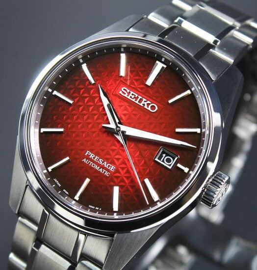 Seiko Japan Made Presage Sharp Edged Series Ruby Red Men's