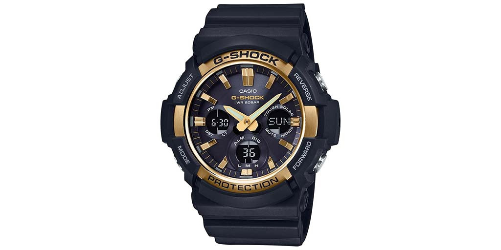 Casio G-Shock Standard Anadigi Black x Gold Bezel Accents Watch GAS100G-1A - Diligence1International