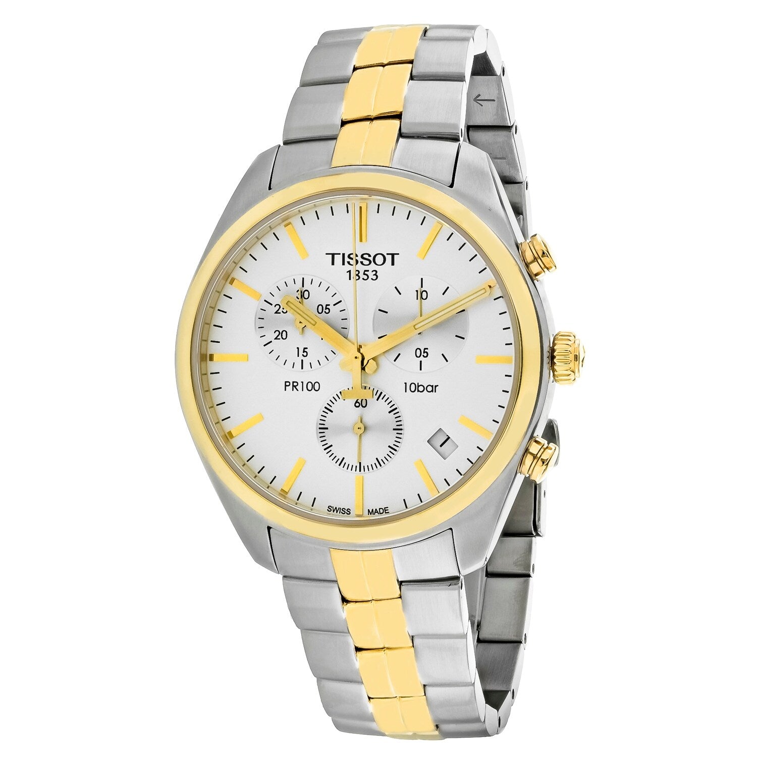 Tissot Swiss Made T-Classic PR100 Chronograph 2 Tone Gold Stainless Steel Men's Watch T1014172203100 - Diligence1International