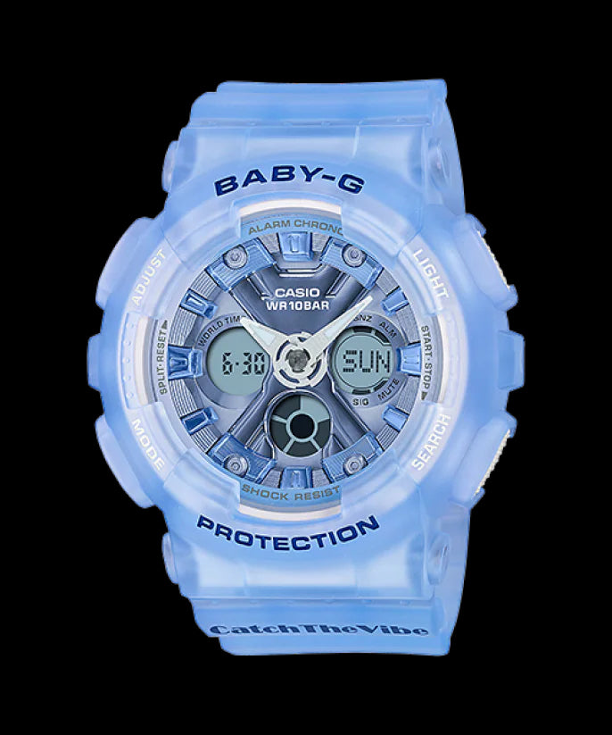 Casio Baby-G Anadigi Metallic Blue Jelly RIEHATA Watch BA130CV-2ADR