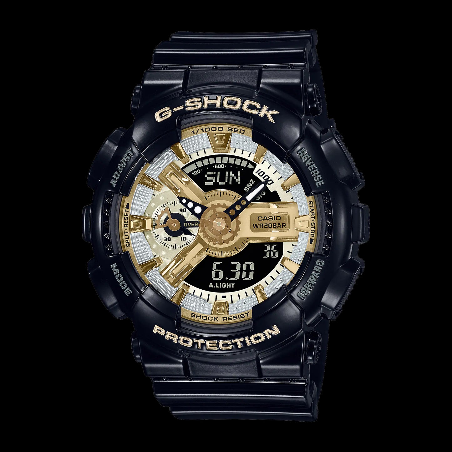 Casio G-Shock GShock S Series Analog-Digital Black x Gold Ladies' Watch GMAS110GB-1ADR