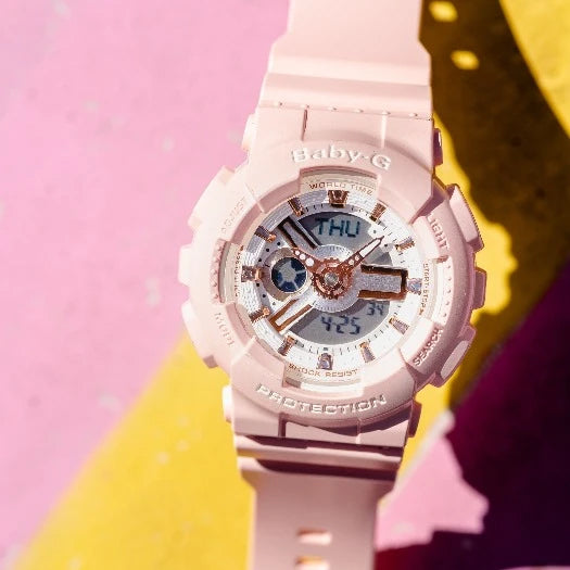 Casio Baby-G BA110 Series Analog-Digital Pink Watch BA110RG-4ADR - Diligence1International