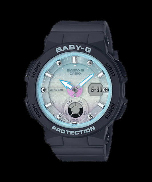 Casio Baby-G Beach Anadigi Traveler Series Blue Dial Black Watch BGA-250-1A2DR