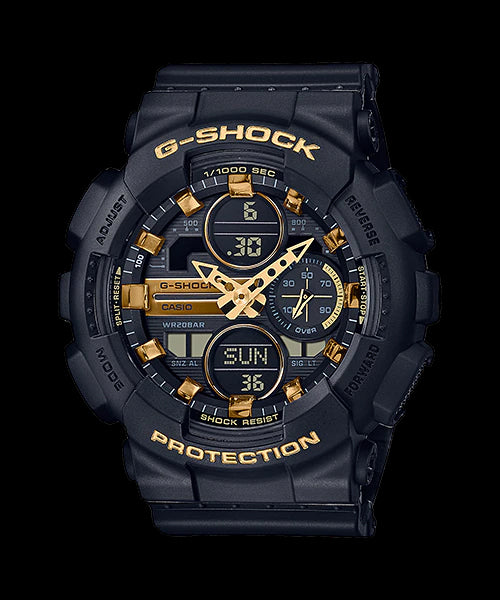 Casio G-Shock Sneaker S Series Analog-Digital Black x Gold Accents Ladies' Watch GMAS140M-1ADR