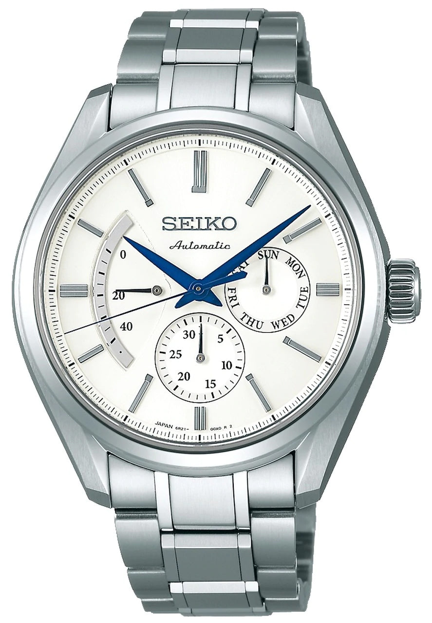 Seiko JDM Presage White Men's Stainless Steel Watch w/ Pow. Res. Indicator SARW021 - Diligence1International
