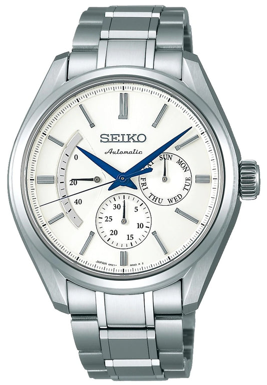 Seiko JDM Presage White Men's Stainless Steel Watch w/ Pow. Res. Indicator SARW021 - Diligence1International