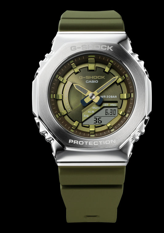 Casio G-Shock Carbon Core Guard Green AP CasiOak Ladies' Metal Case Watch GMS2100B-3ADR