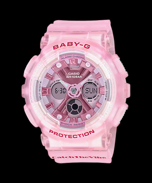 Casio Baby-G Anadigi Metallic Pink Jelly RIEHATA Watch BA130CV-4ADR