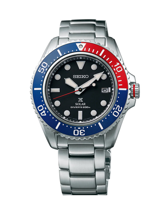 Seiko Prospex Pepsi Solar Diver's Men's Stainless Steel Watch SNE591P1