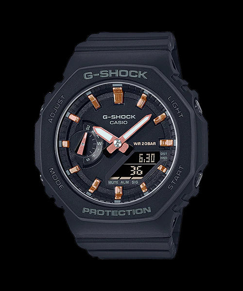 Casio G-Shock Carbon Core Guard Black x Rose Gold Accents AP CasiOak Ladies' Watch GMAS2100-1ADR