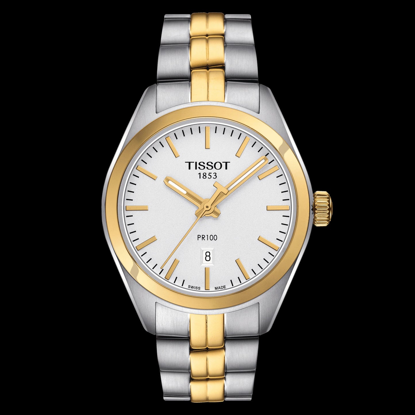 Tissot Swiss Made T-Classic PR100 2 Tone Gold Plated Ladies' Watch T1012102203100