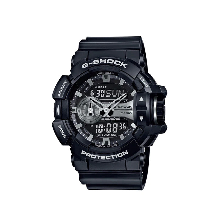 Casio G-Shock Big Case Analog-Digital Black x Silver Tone Watch GA400GB-1ADR