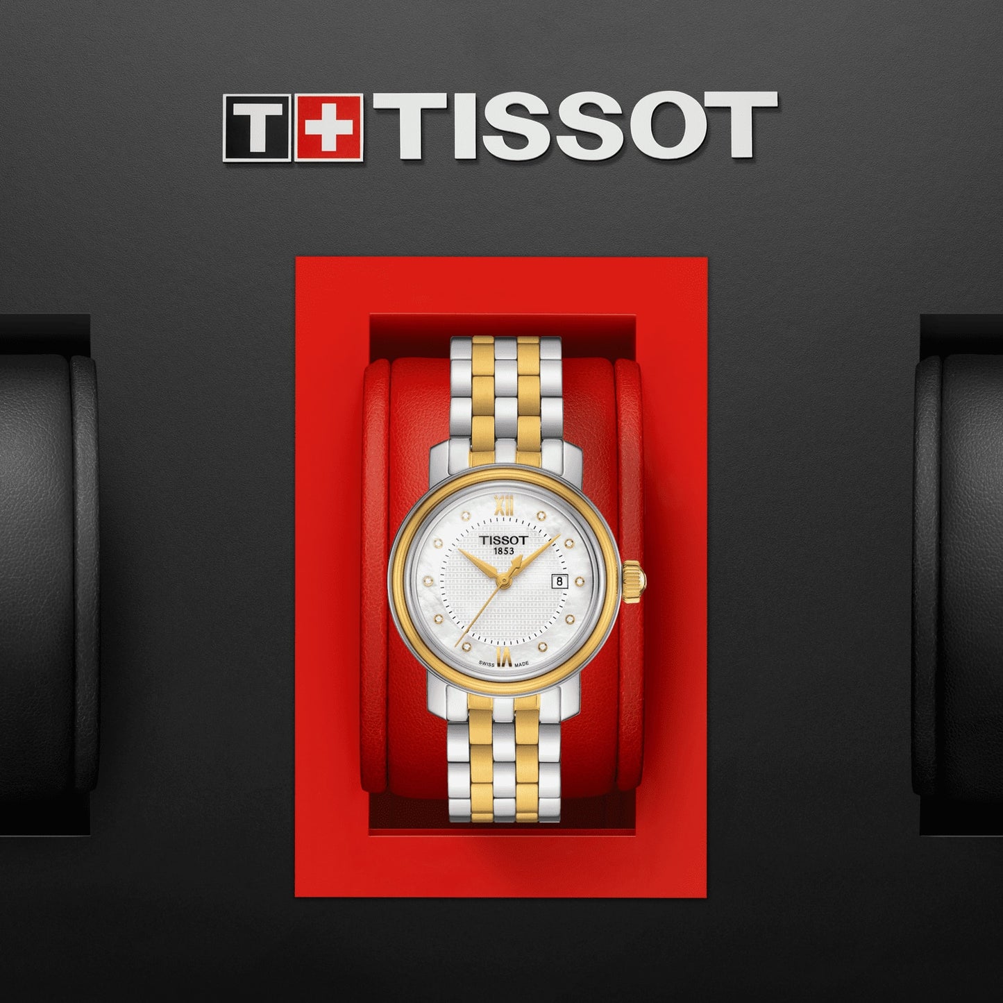 Tissot Swiss Made T-Classic Bridgeport 2 Tone Gold Plated MOP Ladies' Watch T0970102211600