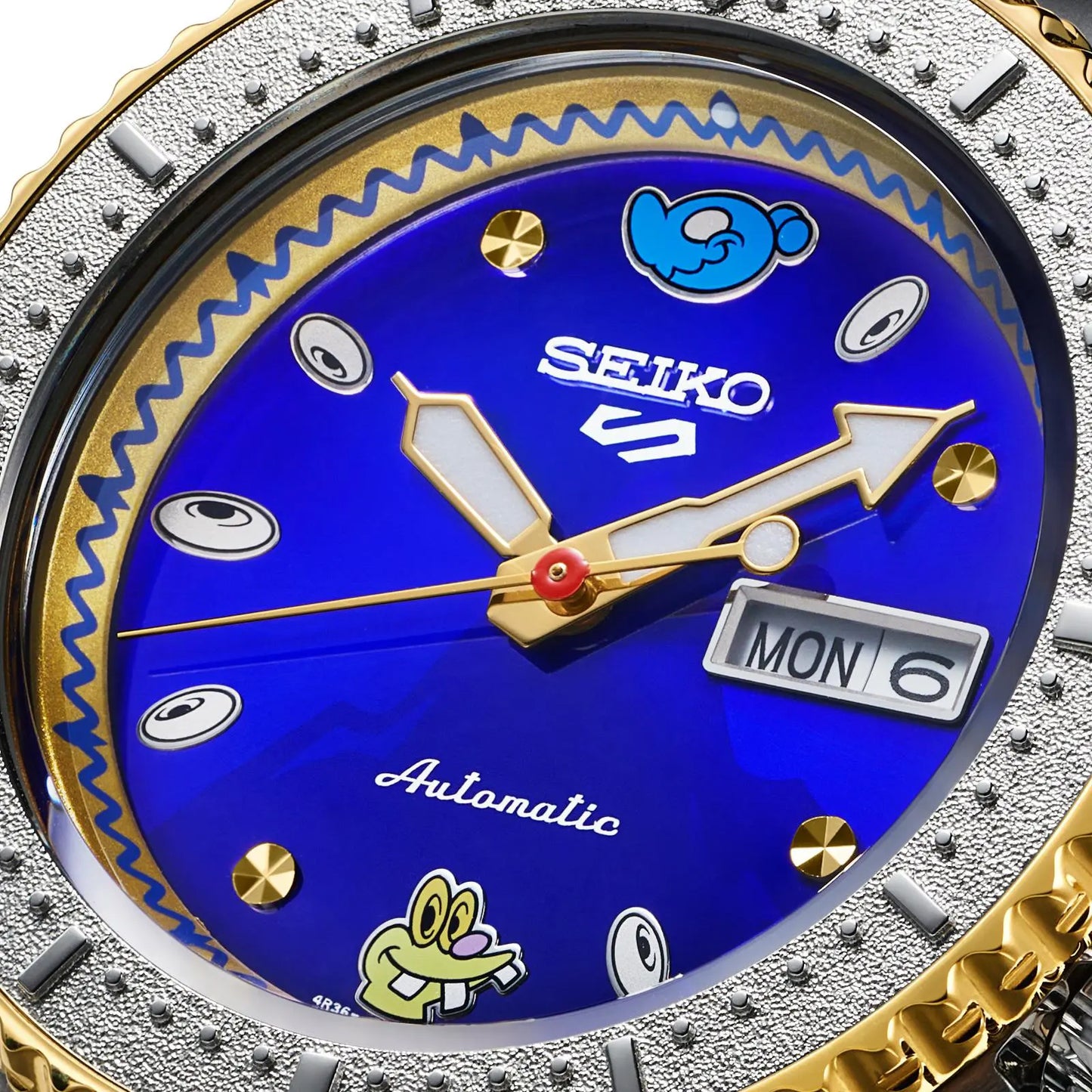 Seiko 5 Sports LE 100M COIN PARKING DELIVERY Men's 2 Tone Gold Plated Watch SRPK02K1