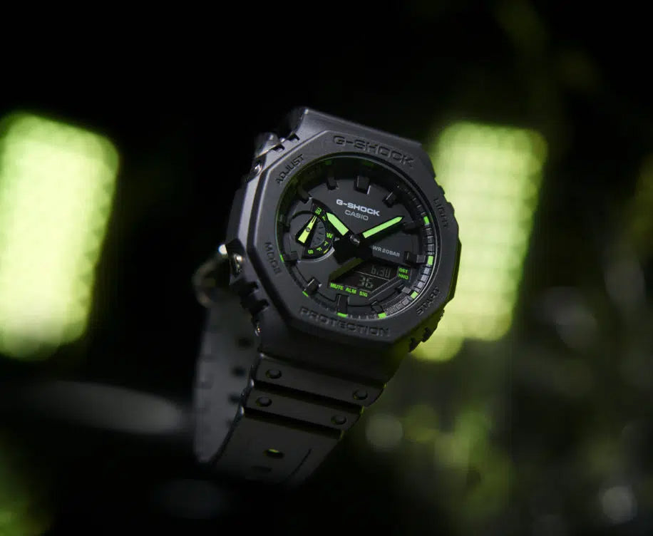 Casio G-Shock Carbon Core Guard Black x Neon Green AP CasiOak Watch GA2100-1A3DR