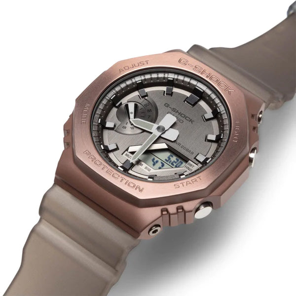 Casio G-Shock Carbon Core Guard Midnight Fog Ion Brown AP CasiOak Men's Metal Case Watch GM2100MF-5ADR