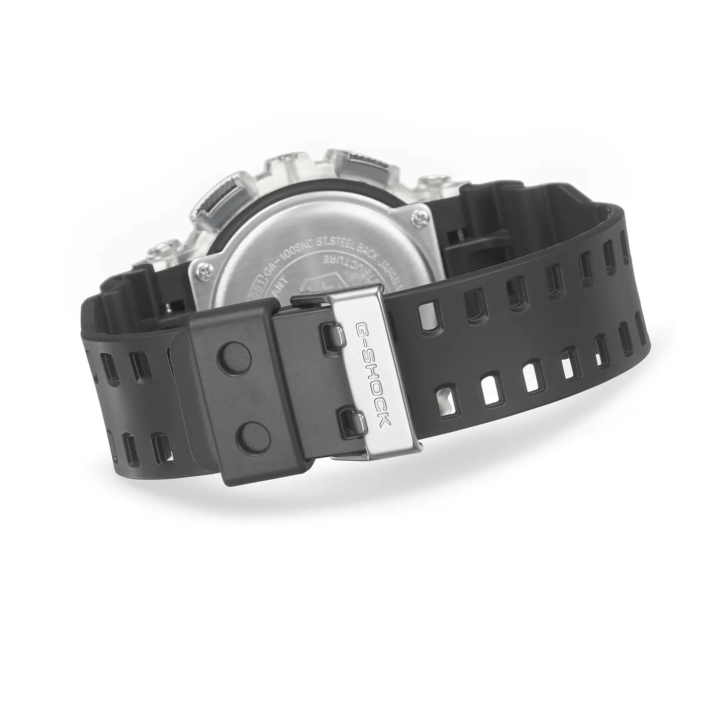 Casio G-Shock Metallic Grey Camo Camouflage Dial Translucent bezel Black Watch GA100SKC-1ADR