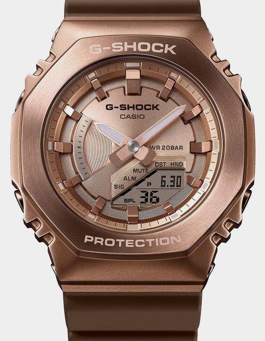 Casio G-Shock Carbon Core Guard Bronze x Rose Gold AP CasiOak Ladies' Metal Case Watch GMS2100BR-5ADR