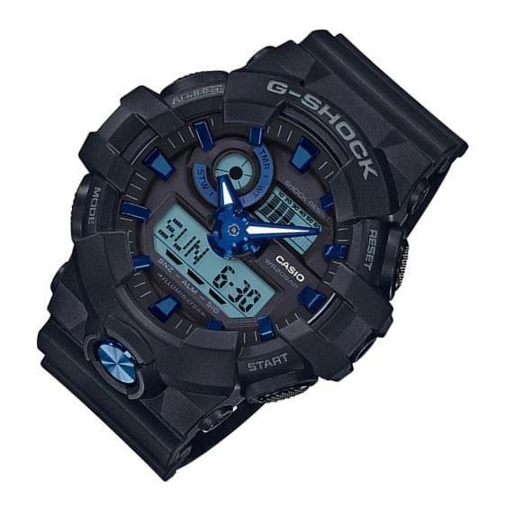 Casio G-Shock Analog-Digital Black x Metallic Blue Accents Watch GA710B-1A2DR - Diligence1International