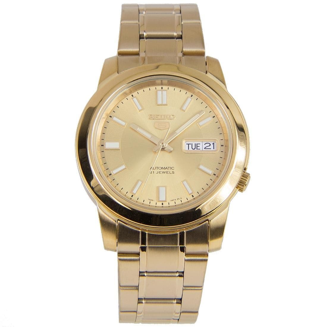 Seiko 5 Classic Mens Size Gold Dial & Plated Stainless Steel Strap Watch SNKK20K1 - Diligence1International