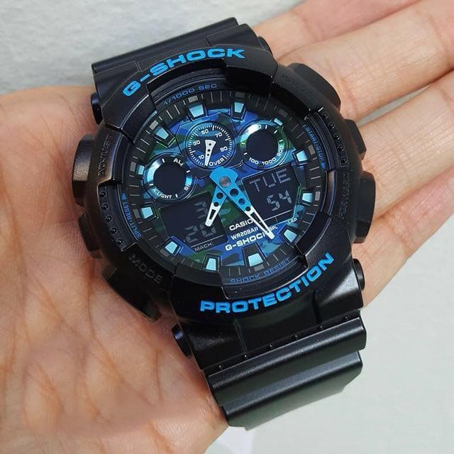 Casio G-Shock Military Blue Camo Camouflage Print Dial Watch GA100CB-1ADR - Diligence1International