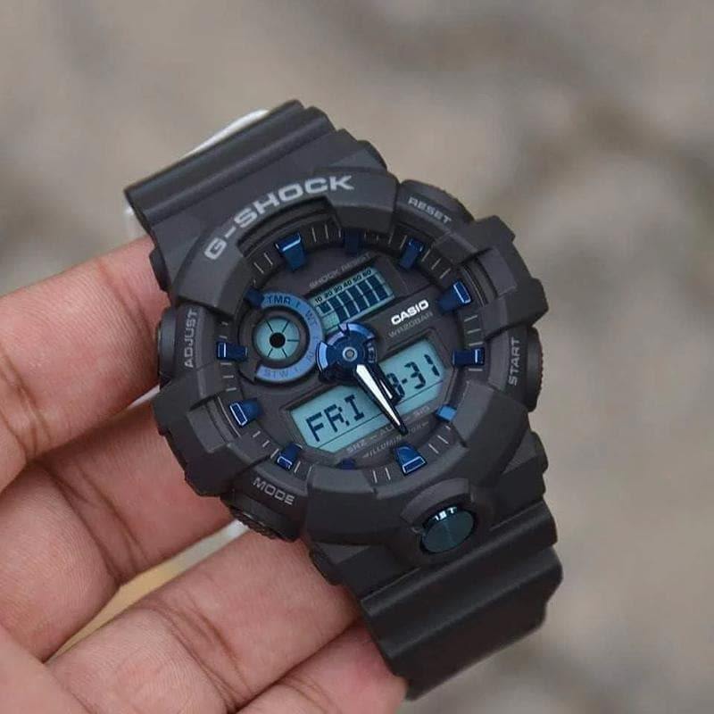 Casio G-Shock Analog-Digital Black x Metallic Blue Accents Watch GA710B-1A2DR - Diligence1International