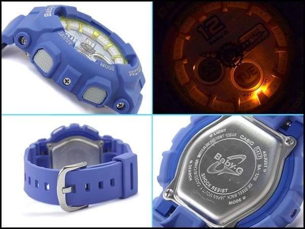 Casio Baby-G BA-120 Analog-Digital Navy Blue x Yellow Accents White Dial Watch BA120-2BDR - Diligence1International