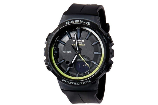 Casio Baby-G BGS Step Tracker Analog-Digital Black x Neon Green Accents Watch BGS100-1ADR - Diligence1International