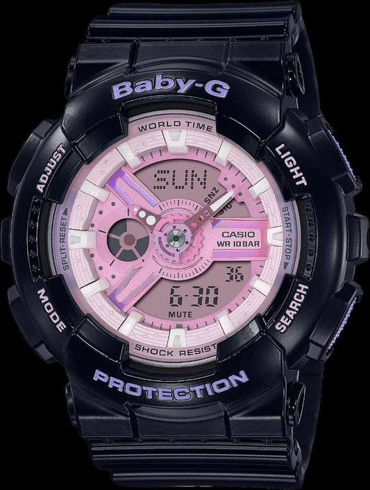 Casio Baby-G BA110 Series Anadigi Pastel Color Black x Pink Dial Watch BA110PL-1ADR