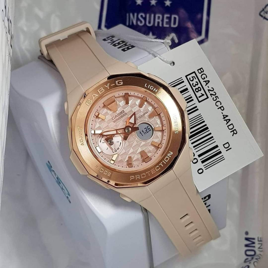 Casio Baby-G Anadigi Rose Gold Plated Pink Beige Special Color Watch BGA225CP-4ADR