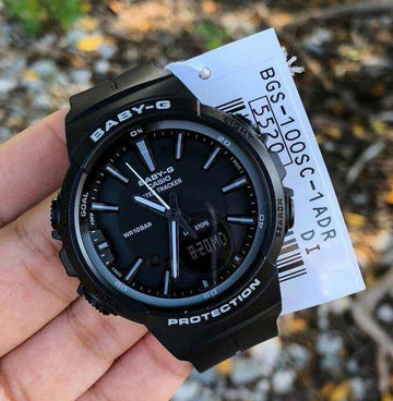 Casio Baby G BGS Step Tracker Analog Digital Black Watch