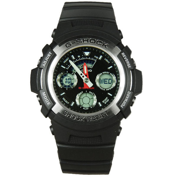 Casio G-Shock Standard Analog-Digital Black x Silver Accents Watch AW590-1AHDR
