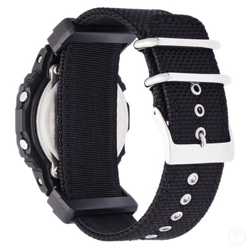 Casio G-Shock Standard Digital ALL Black LCD Nylon Fabric Band Watch DW5600BBN-1DR - Diligence1International