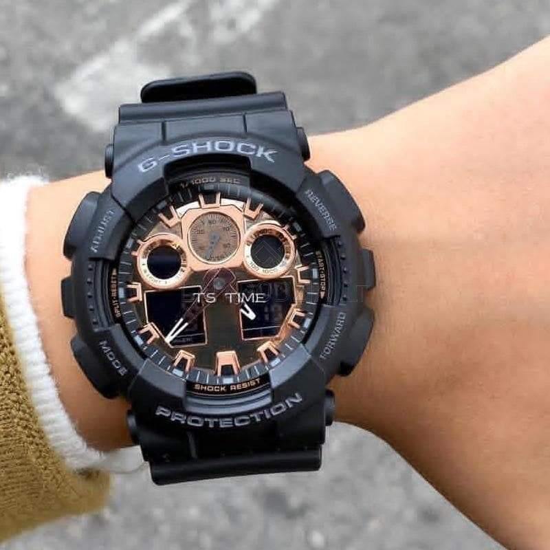 Casio G-Shock Standard Analog Digital Black x Rose Gold Dial Watch GA100MMC-1ADR - Diligence1International
