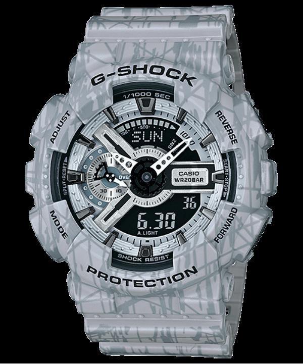 Casio G-Shock GA110 X-Large Slash Pattern Series Black Dial Grey Watch GA110SL-8ADR - Diligence1International