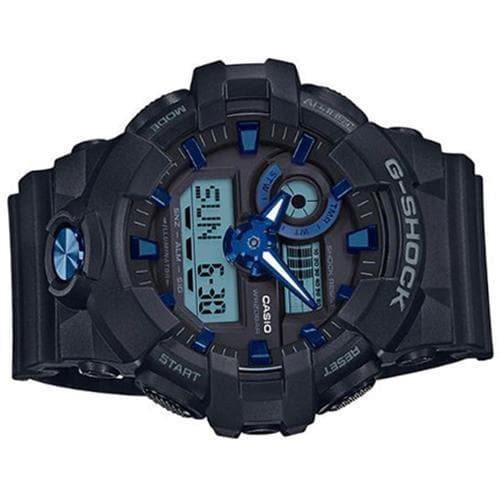 Casio G-Shock Analog-Digital Black x Metallic Blue Accents Watch GA710B-1A2DR - Diligence1International