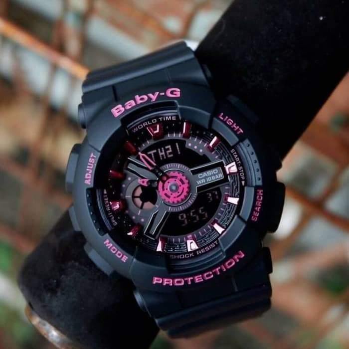 Casio Baby-G Neon Colors Anadigi Black x Pink Accents Watch BA111-1ADR - Diligence1International