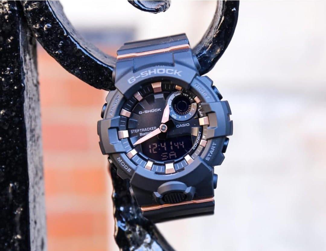 Casio G-Shock G’Squad Mobile Link Bluetooth Anadigi Black x Rose Gold Accent Watch GMAB800-1ADR - Diligence1International