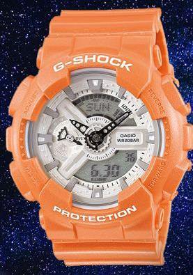 Casio G-Shock GA110 Series Anadigi Neon Color Melon Orange Watch GA110SG-4ADR - Diligence1International