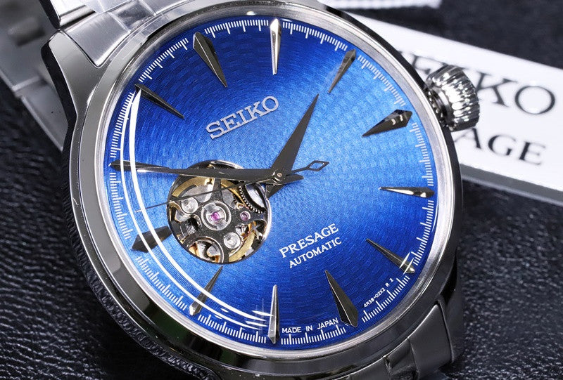 Seiko Presage Cocktail Time Blue Acapulco Open Heart Men's Watch SSA439J1