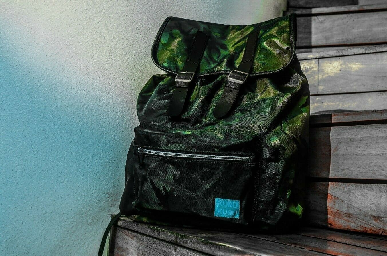 Kuru Kuru クールクール Throb Backpack Bag Camo Green Twill VM-81010