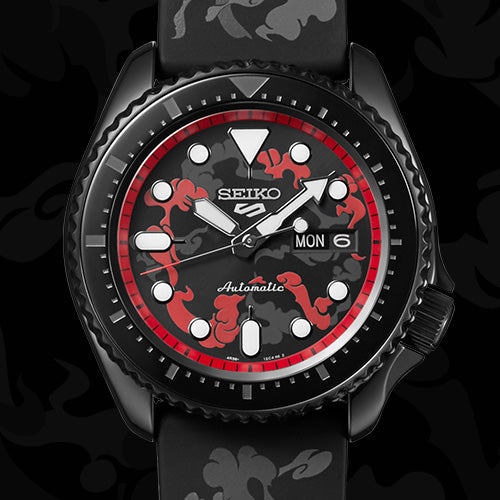 Seiko 5 black discount red