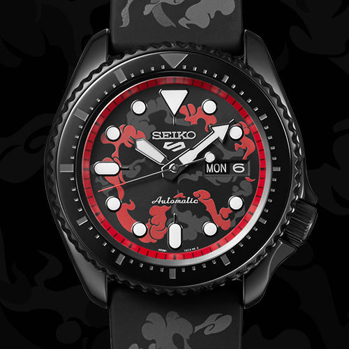 Seiko 5 Sports 100M One Piece x Luffy LE Automatic Men's Watch Black x Red Dial SRPH65K1