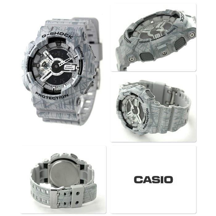 Casio G-Shock GA110 X-Large Slash Pattern Series Black Dial Grey Watch GA110SL-8ADR - Diligence1International