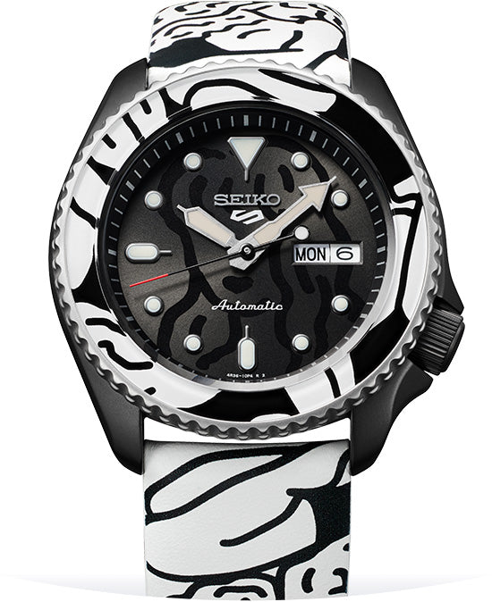 Seiko 5 100M  X Automoai Limited Edition Automatic White Leather Strap Watch SRPG43K1
