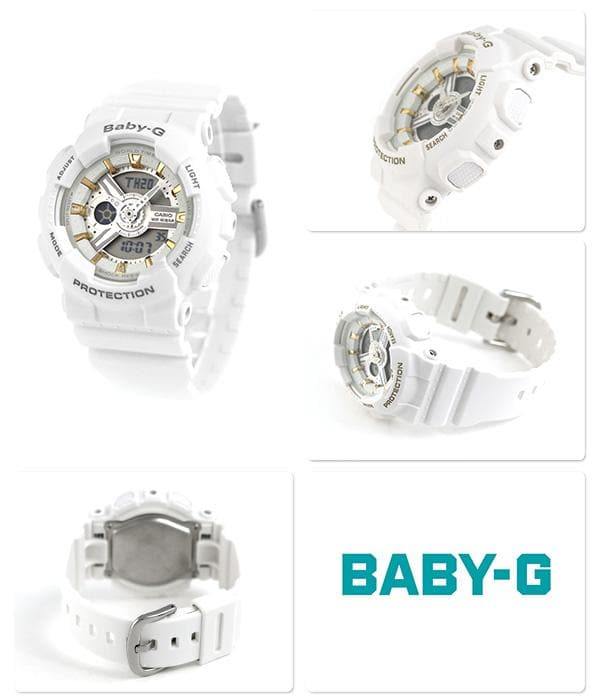 Casio Baby-G BA-110 Series Analog-Digital White x Matte Ecru x Gold Accents Watch BA110GA-7A1DR - Diligence1International