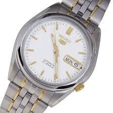 Seiko 5 Classic White Dial Couple's 2 tone Gold Plated Stainless Steel Watch Set SNK363K1+SYMA35K1 - Diligence1International